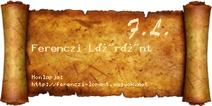 Ferenczi Lóránt névjegykártya