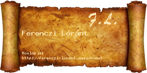 Ferenczi Lóránt névjegykártya